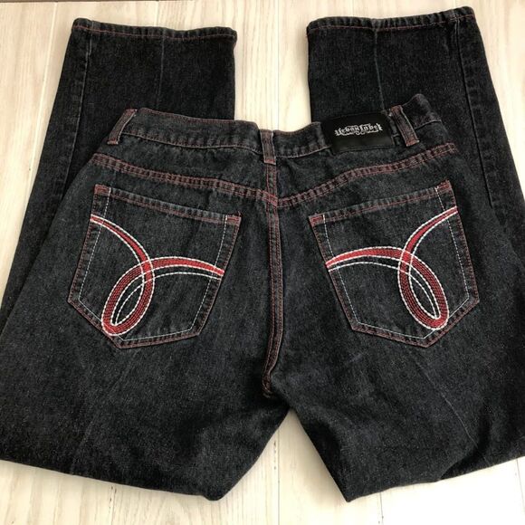 Urban Label Men's Denim Blue Jeans Red Stitching Straight Leg 36 Waist Zip Close - Picture 5 of 11